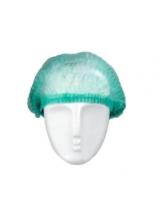 Vienkartinės gofruotos kepuraitės PE, žalios (100vnt.)