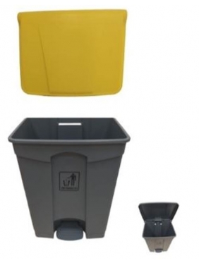 Šiukšliadėžė - konteineris su pedalu 70L, geltonas
